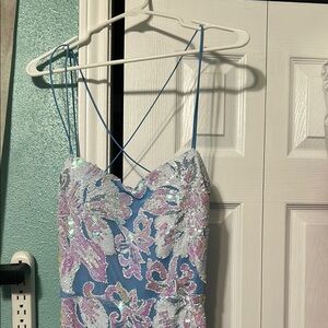 Sequin Floral Spaghetti Strap Dress